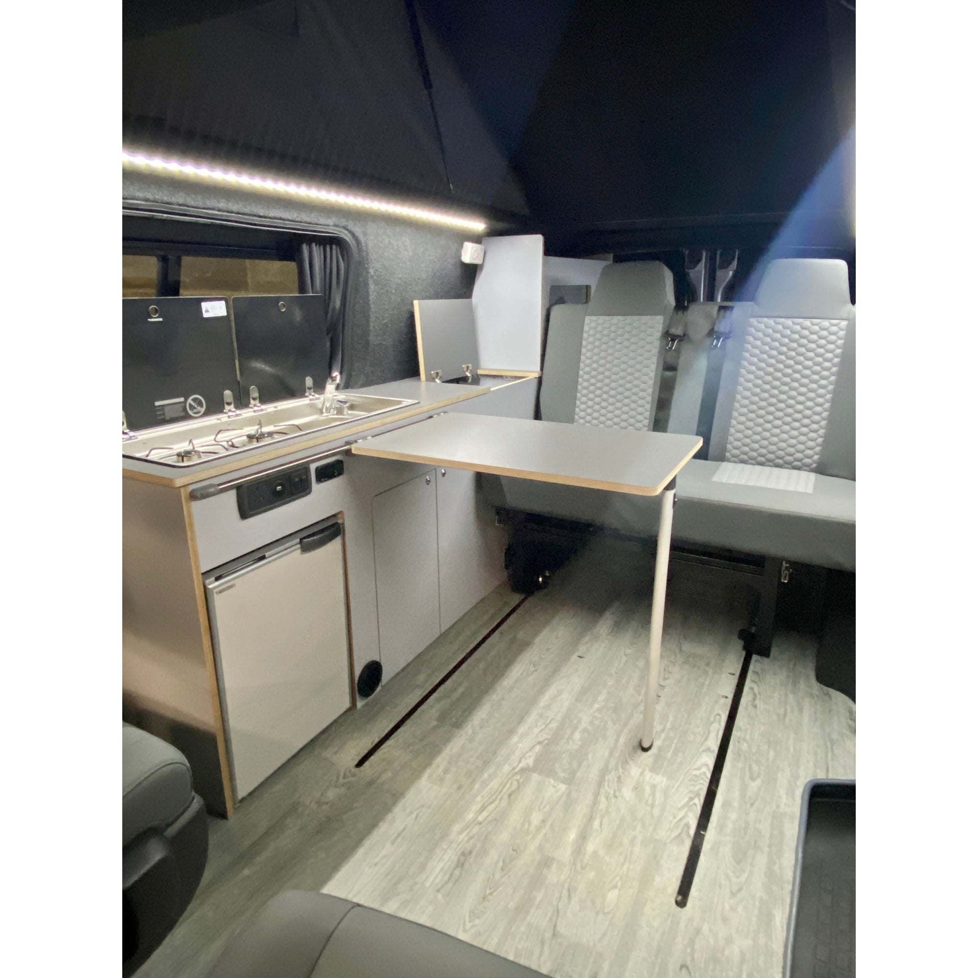 Birch plywood campervan table 700x450mm with foldable leg and rail VanGo Campers