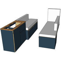 U Shape campervan furniture ver.2 with foldable middle section for Ford Transit Custom SWB VanGo Campers